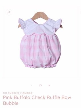 The Smocked Flamingo Pink Buffalo Check Ruffle Bow Bubble